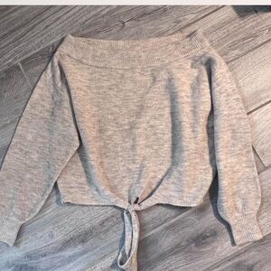 Express Off Shoulder Tie Sweater